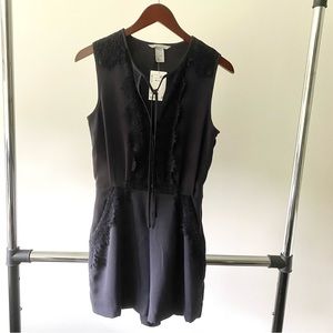 H&M Navy Blue Lace Romper Jumpsuit